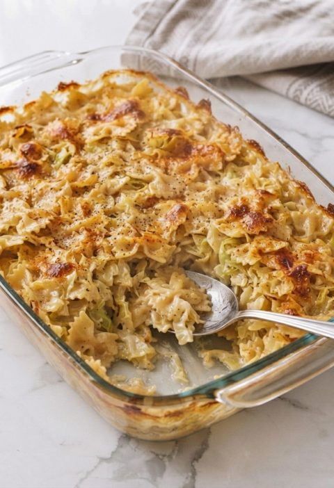 Oven Baked 4-Ingredient Amish Cabbage Noodle Bake