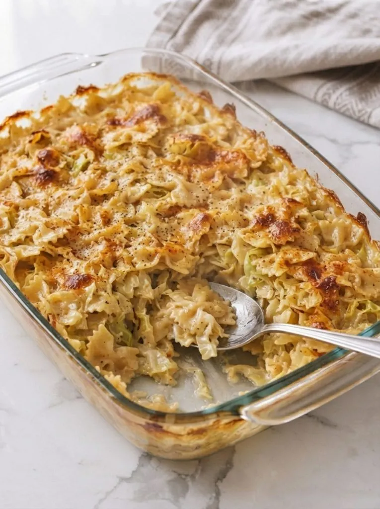 Oven Baked 4-Ingredient Amish Cabbage Noodle Bake