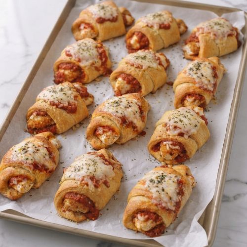 Oven Baked 4-Ingredient Chicken Parmesan Crescent Bundles