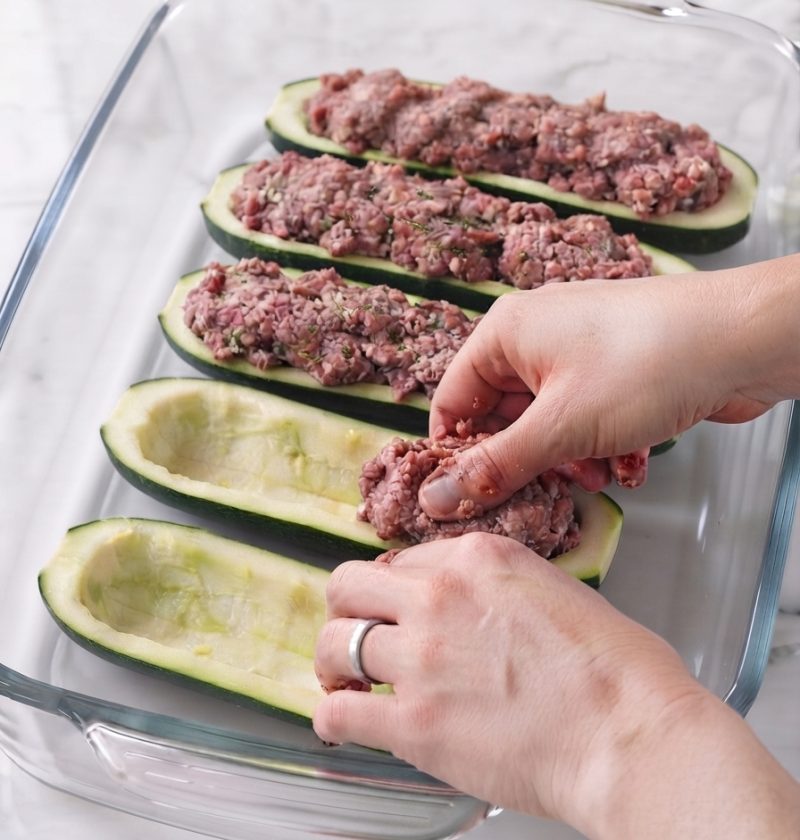 Oven-Baked 4-Ingredient Beef Stuffed Zucchini