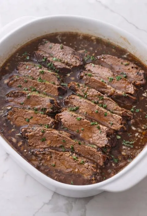 Oven Baked 3-Ingredient Au Jus Roast Beef