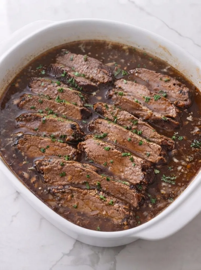Oven Baked 3-Ingredient Au Jus Roast Beef