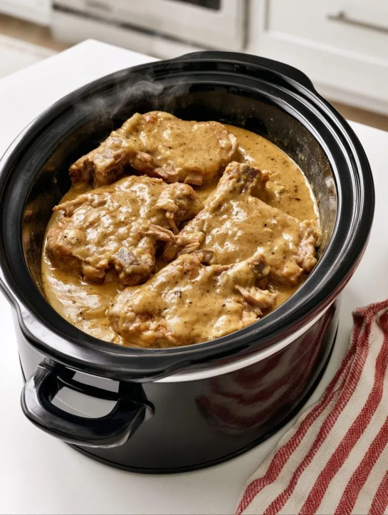 Slow Cooker 3-Ingredient Pork Chops and Gravy