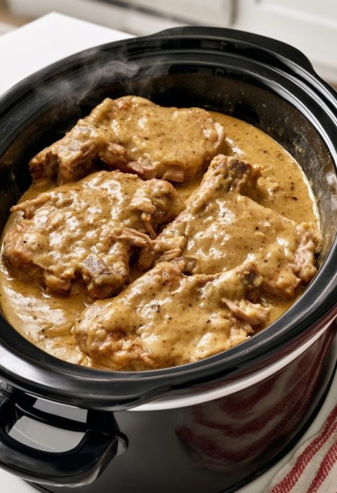 Slow Cooker 3-Ingredient Pork Chops and Gravy
