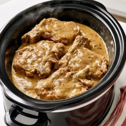 Slow Cooker 3-Ingredient Pork Chops and Gravy