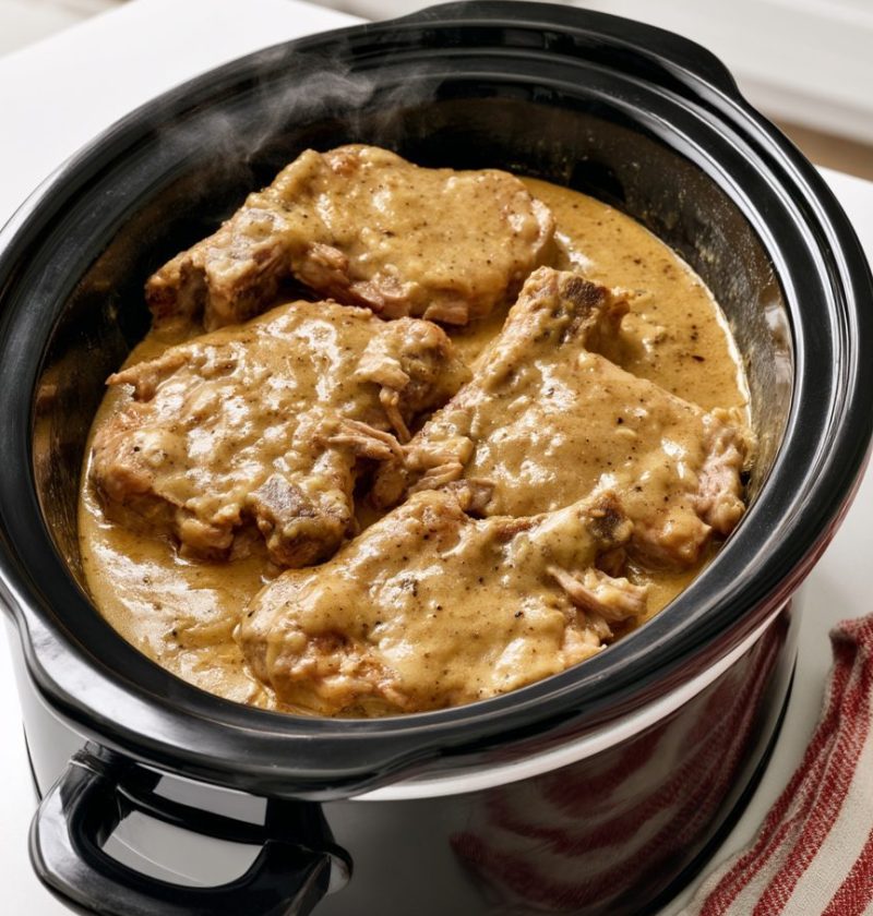 Slow Cooker 3-Ingredient Pork Chops and Gravy