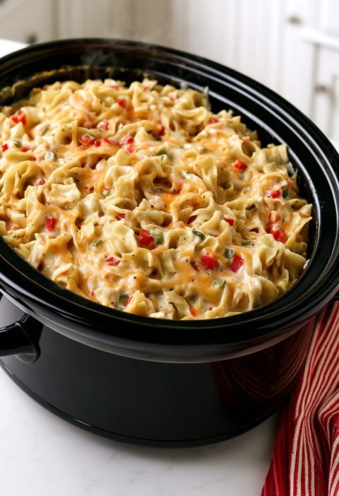 Slow Cooker Amish Pepper Jack Noodle Bake