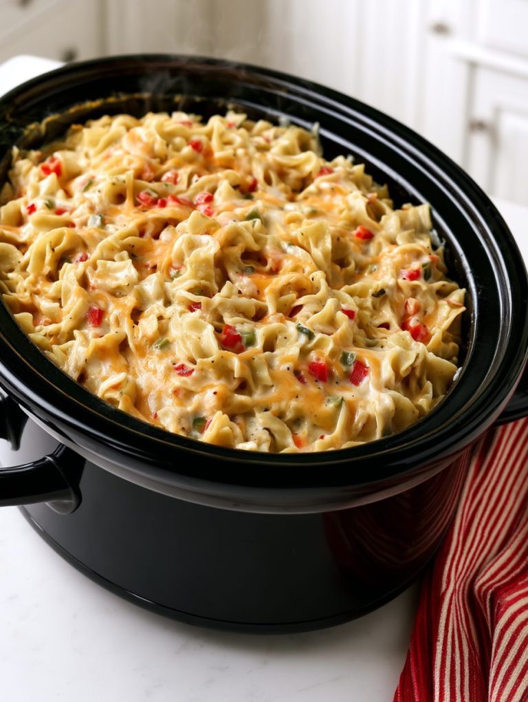 Slow Cooker Amish Pepper Jack Noodle Bake