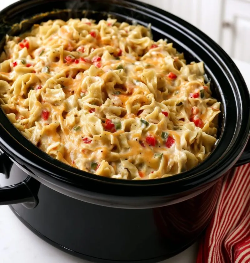 Slow Cooker Amish Pepper Jack Noodle Bake