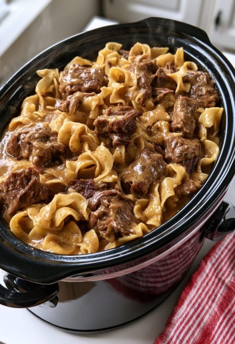 Slow Cooker Poor Man’s Beef and Noodles