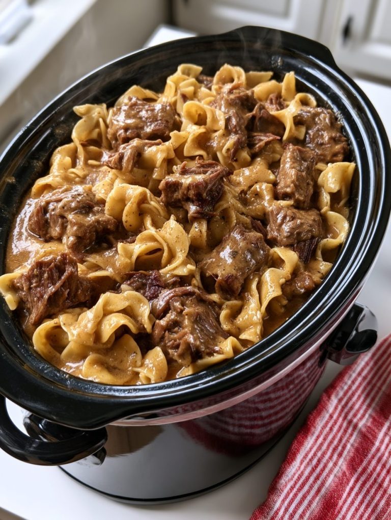 Slow Cooker Poor Man’s Beef and Noodles