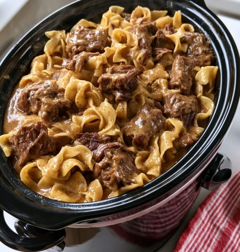 Slow Cooker Poor Man’s Beef and Noodles