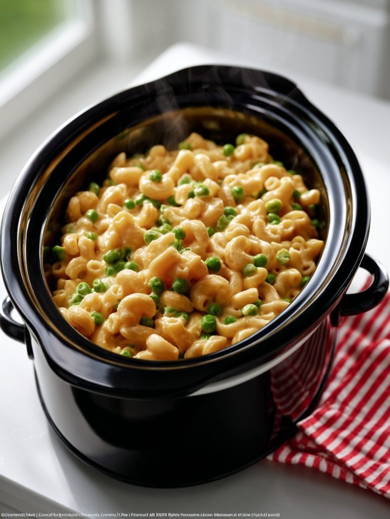 Slow Cooker Canned Pea Macaroni