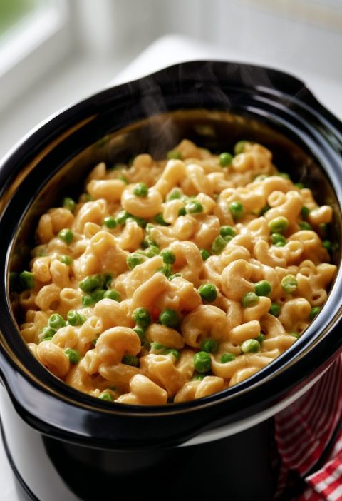 Slow Cooker Canned Pea Macaroni