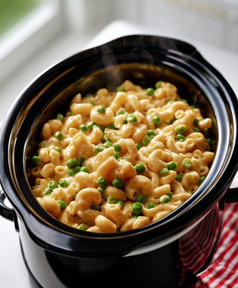 Slow Cooker Canned Pea Macaroni
