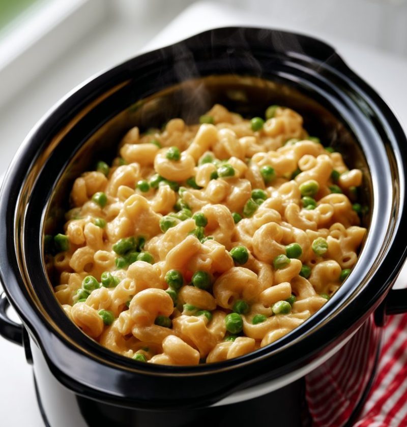 Slow Cooker Canned Pea Macaroni