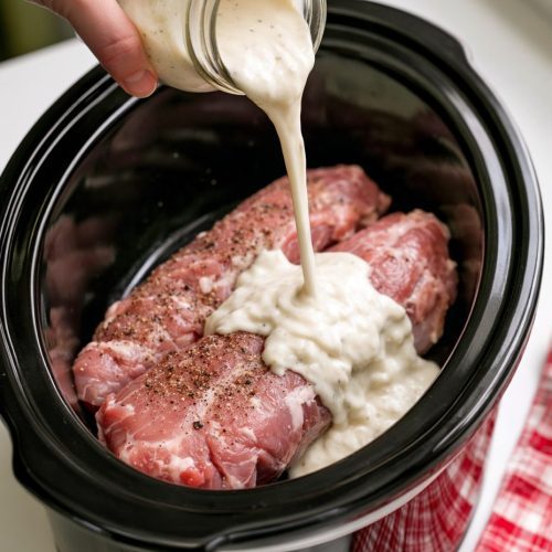 Slow Cooker Creamy Garlic Pork Tenderloin