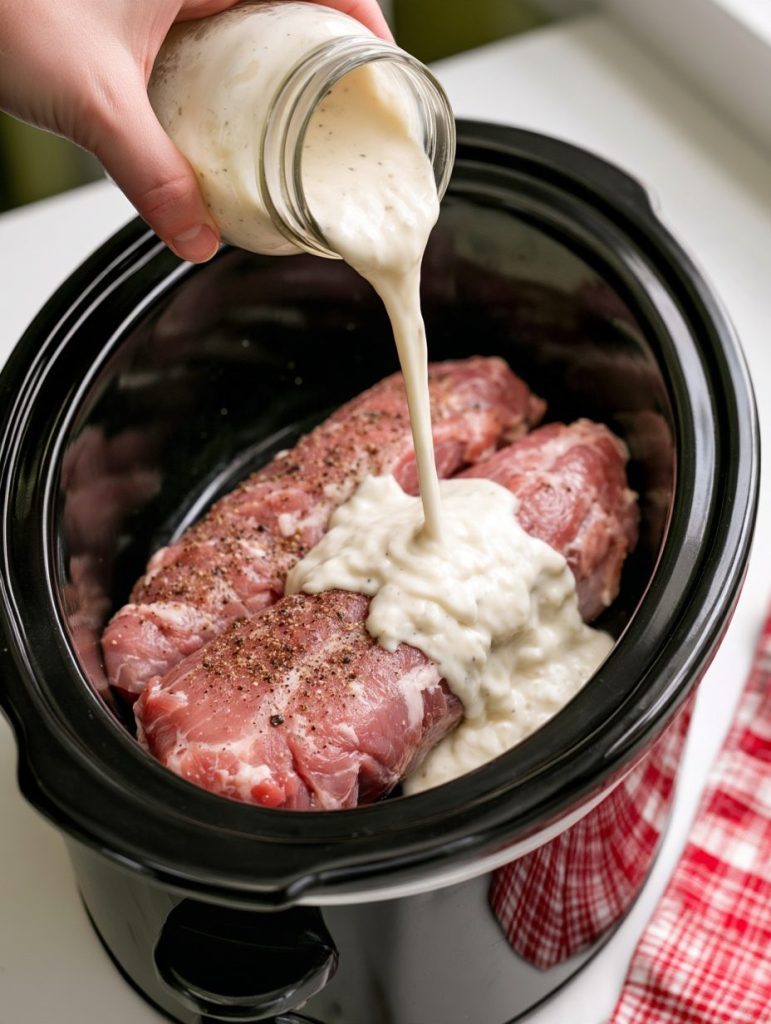 Slow Cooker Creamy Garlic Pork Tenderloin