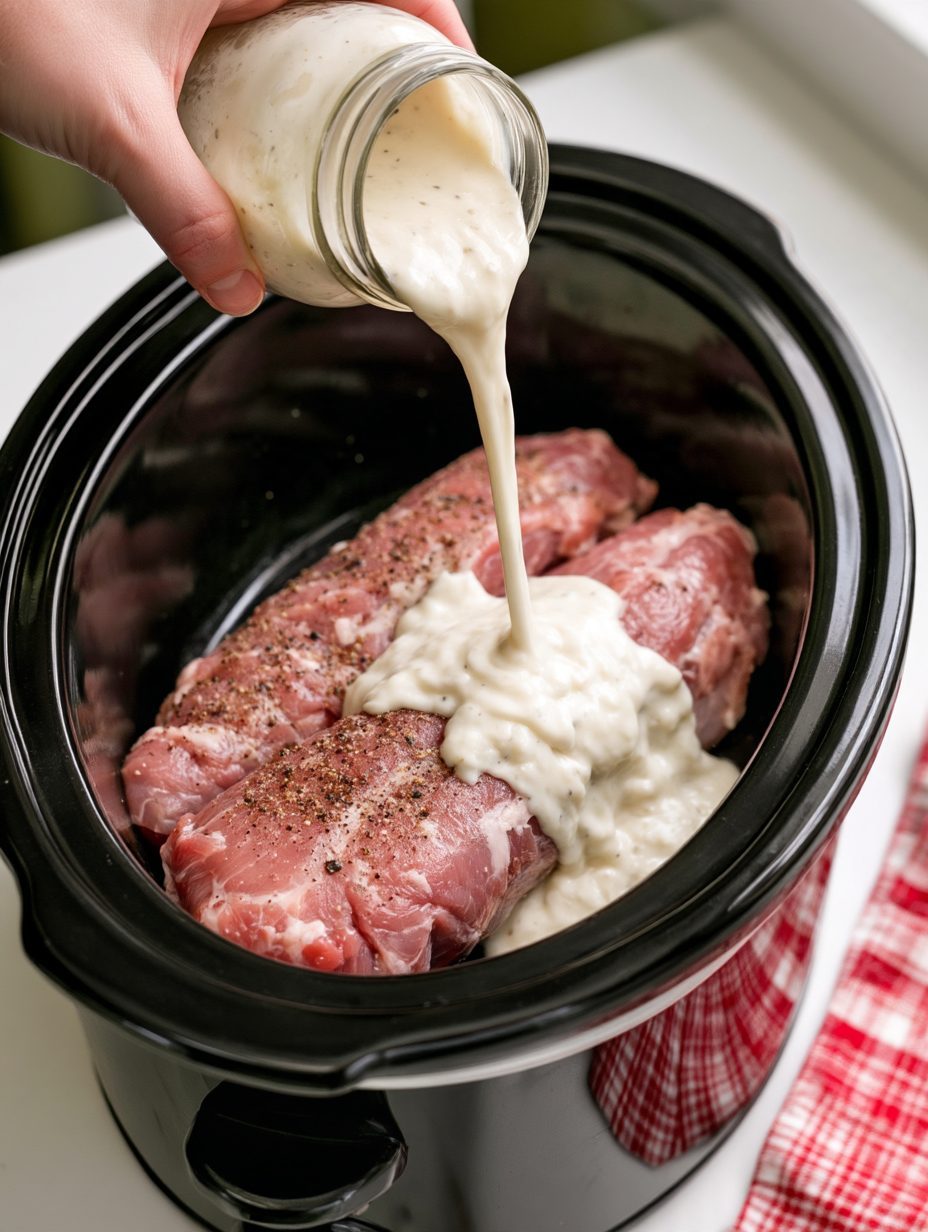 Slow Cooker Creamy Garlic Pork Tenderloin