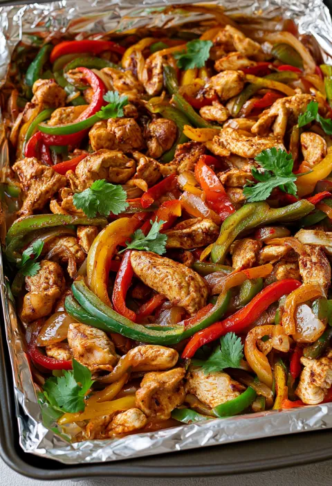 Oven Baked 4-Ingredients Sheet Pan Chicken Fajitas