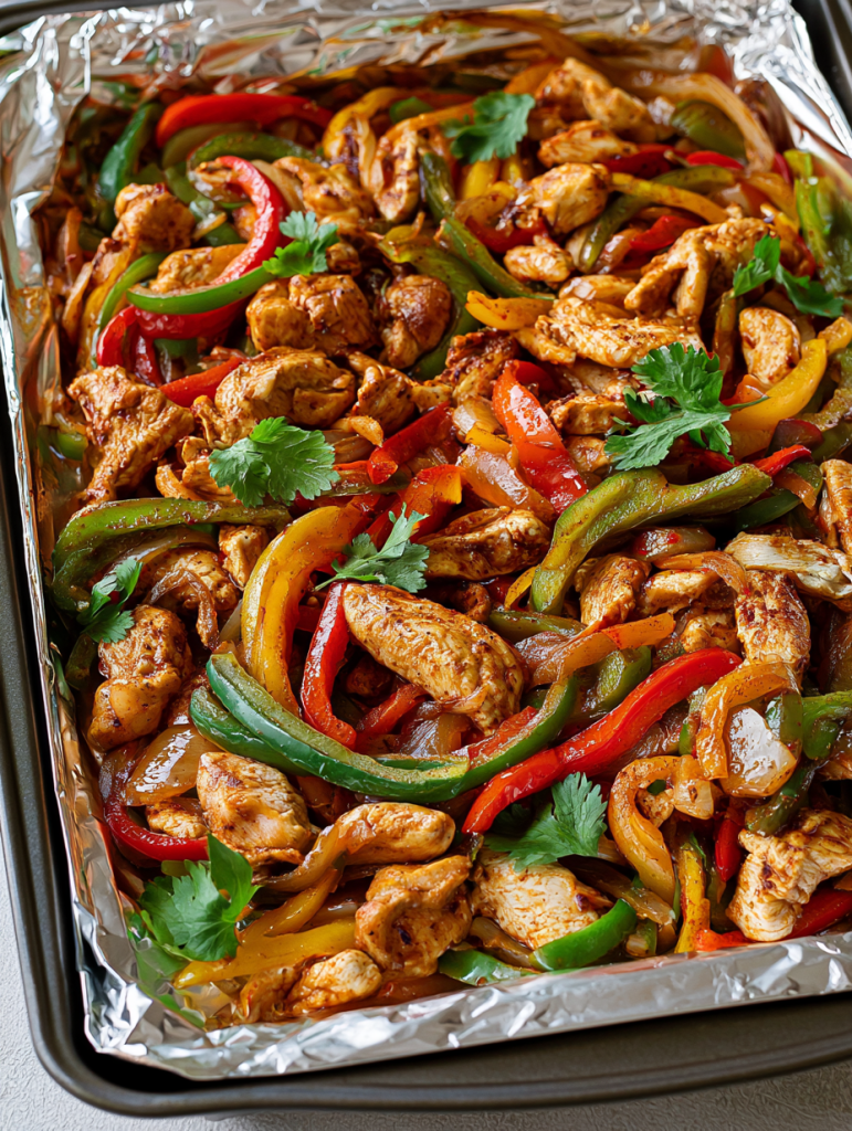 Oven Baked 4-Ingredients Sheet Pan Chicken Fajitas