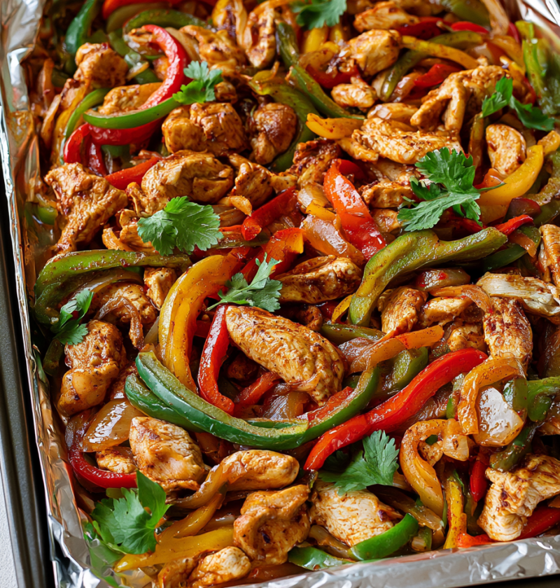 Oven Baked 4-Ingredients Sheet Pan Chicken Fajitas