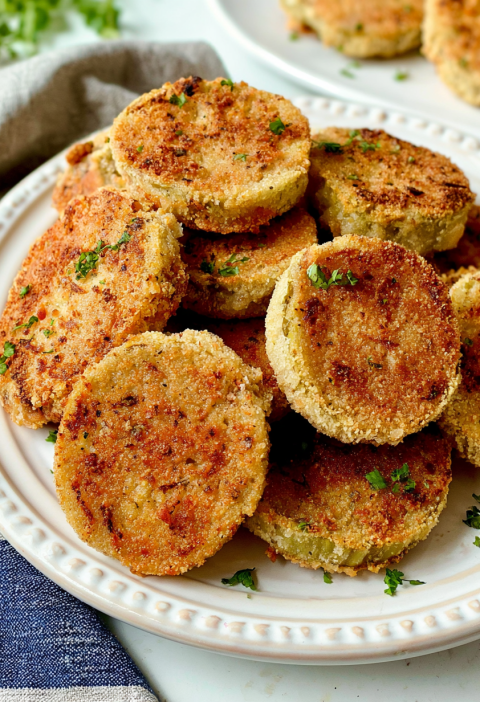 Oven Fried Green Tomatoes with Spicy Ranch