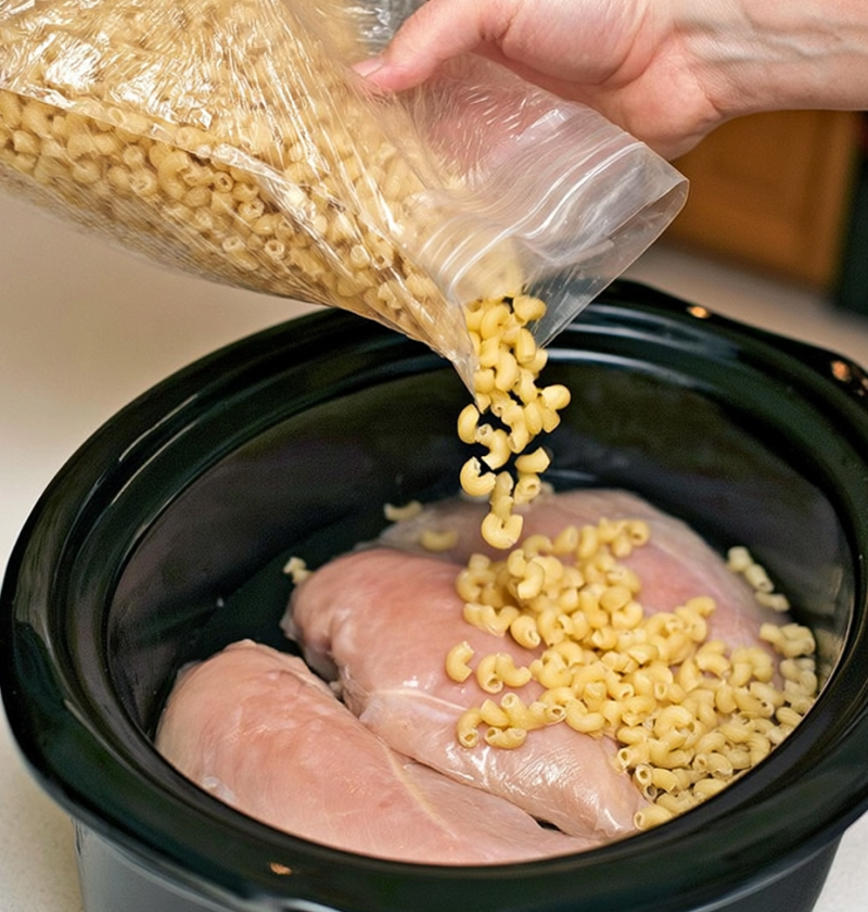 Slow Cooker 5-Ingredient Chicken and Macaroni