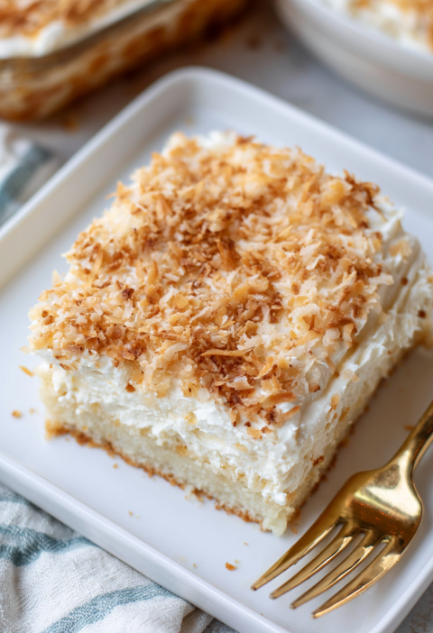 Coconut Topped Cream Cheese Sheet Cake