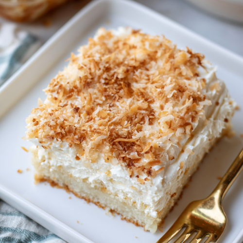 Coconut Topped Cream Cheese Sheet Cake