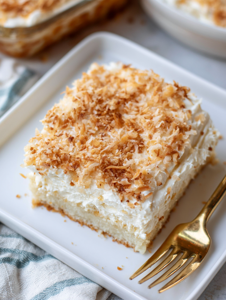 Coconut Topped Cream Cheese Sheet Cake