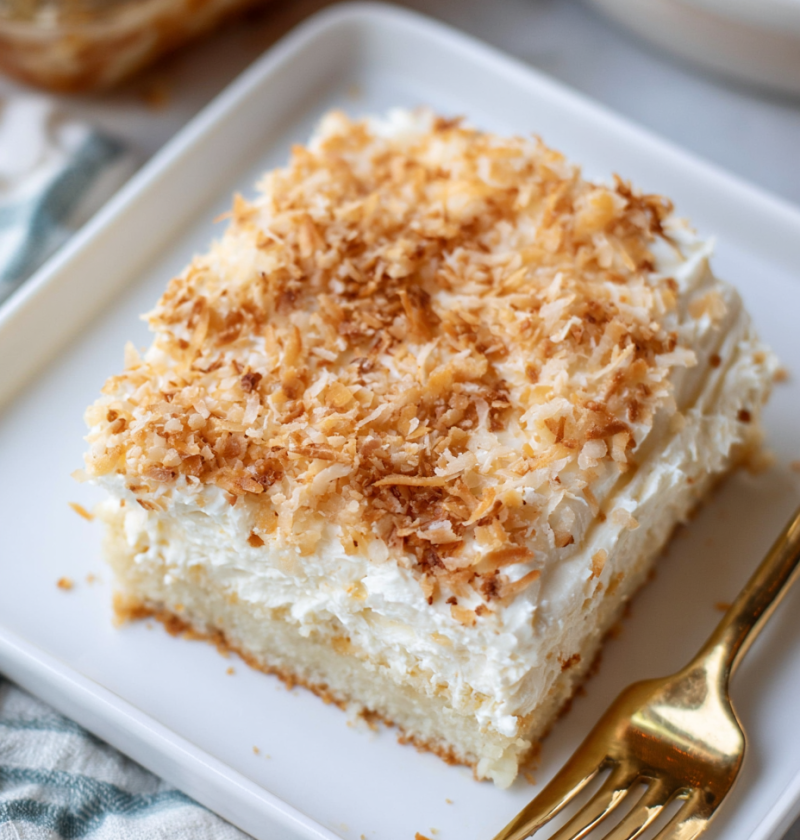 Coconut Topped Cream Cheese Sheet Cake