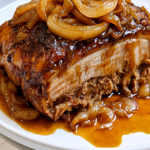 Slow Cooker 4-Ingredient Amish Onion Gravy Pork Roast