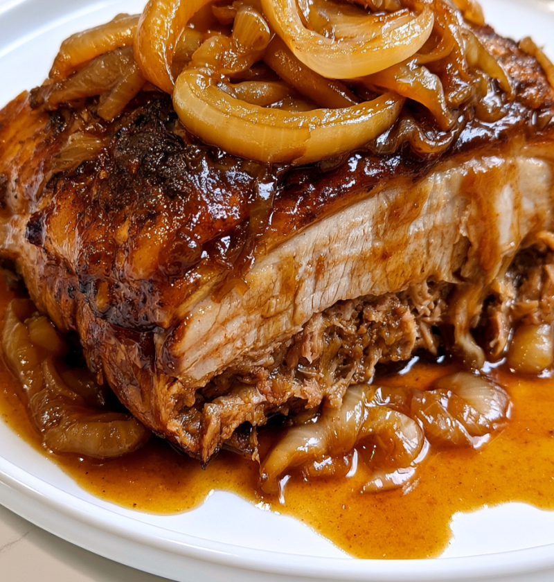 Slow Cooker 4-Ingredient Amish Onion Gravy Pork Roast