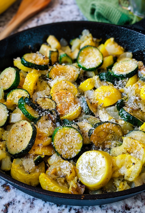 Sauteed Parmesan Zucchini and Yellow Squash