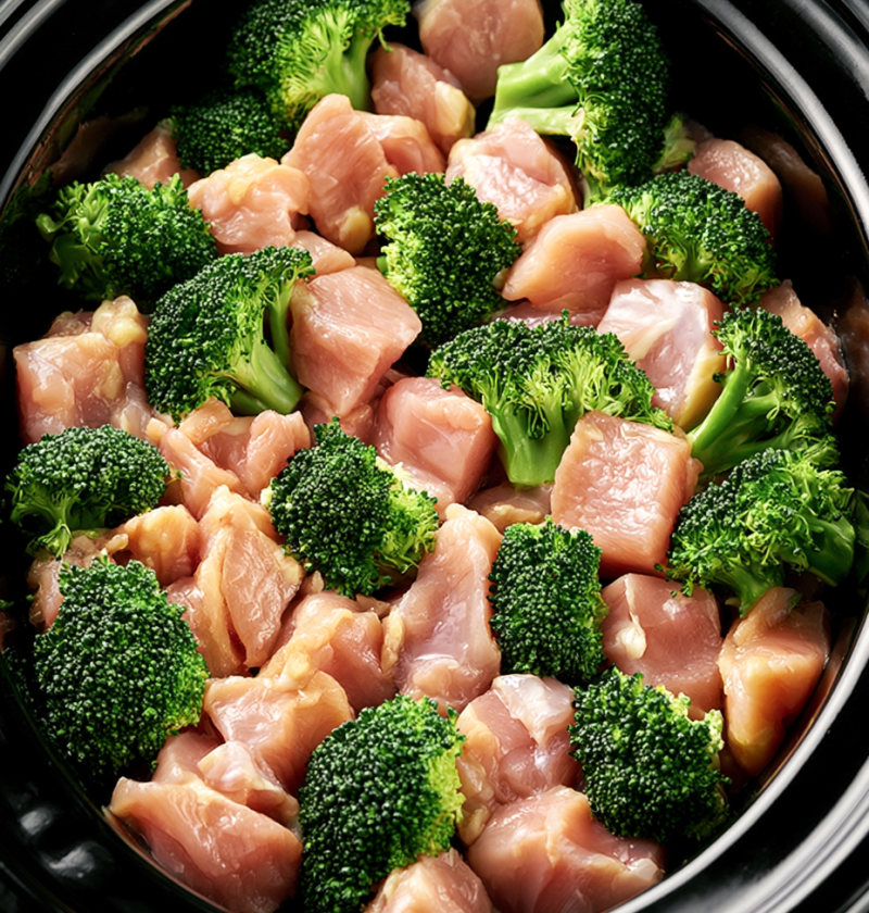 4-Ingredient Slow Cooker Teriyaki Chicken and Broccoli