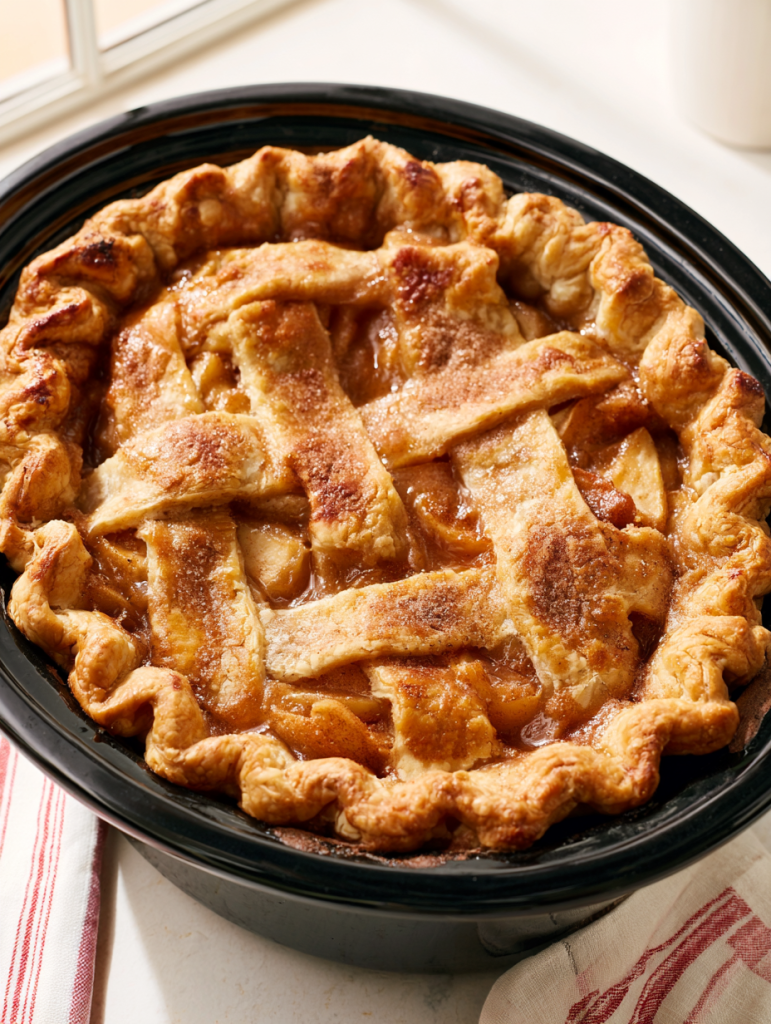 5-Ingredient Slow Cooker Cinnamon Apple Pie Dessert