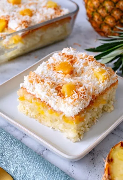 Pineapple Coconut Surprise Cake