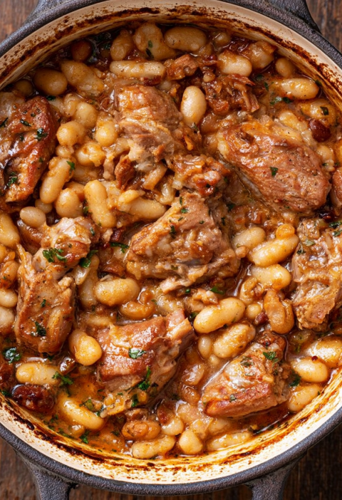 Oven-Baked Pork and Dried Bean Casserole