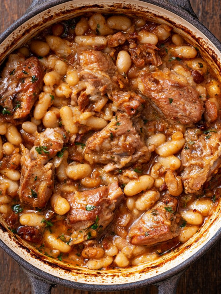 Oven-Baked Pork and Dried Bean Casserole