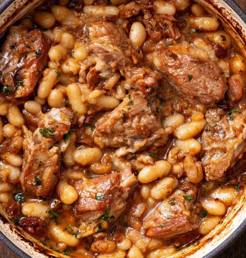 Oven-Baked Pork and Dried Bean Casserole