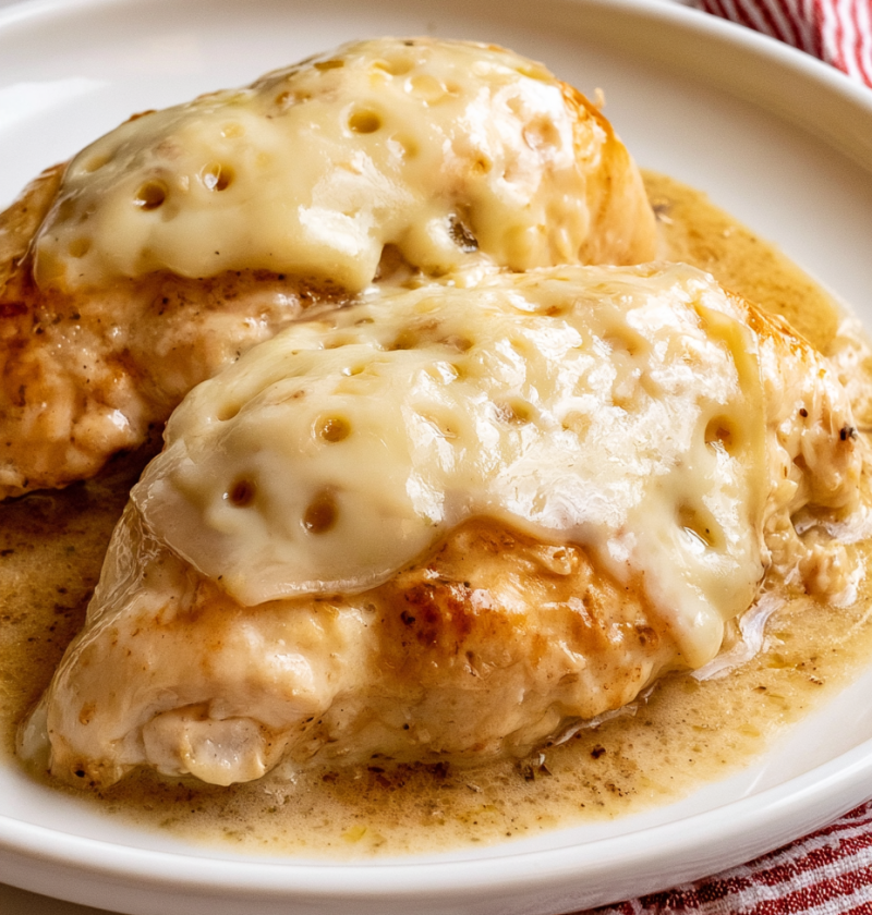 Slow Cooker 5-Ingredient Swiss Cheese Chicken