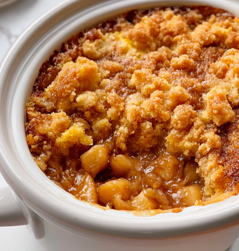 4-Ingredient Slow Cooker Caramel Apple Dump Cake