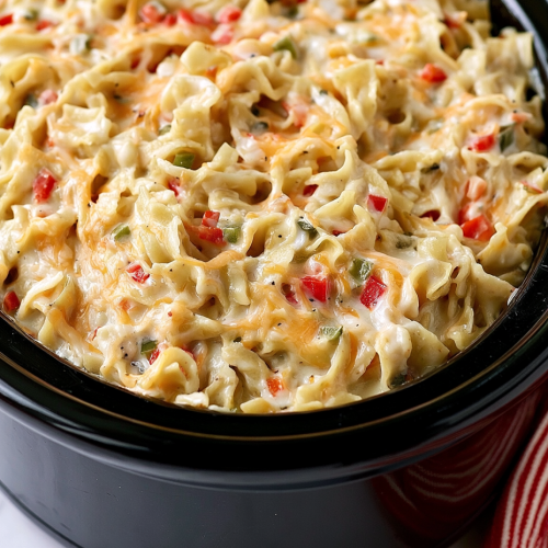 Slow Cooker Amish Pepper Jack Noodle Bake