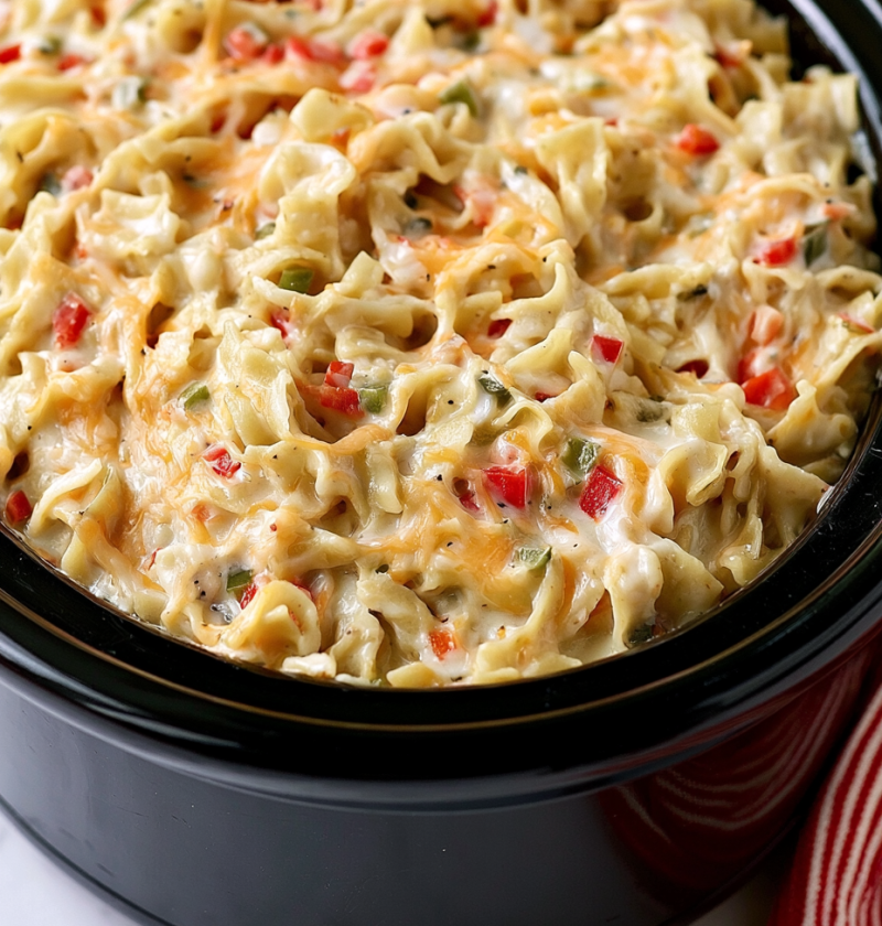 Slow Cooker Amish Pepper Jack Noodle Bake