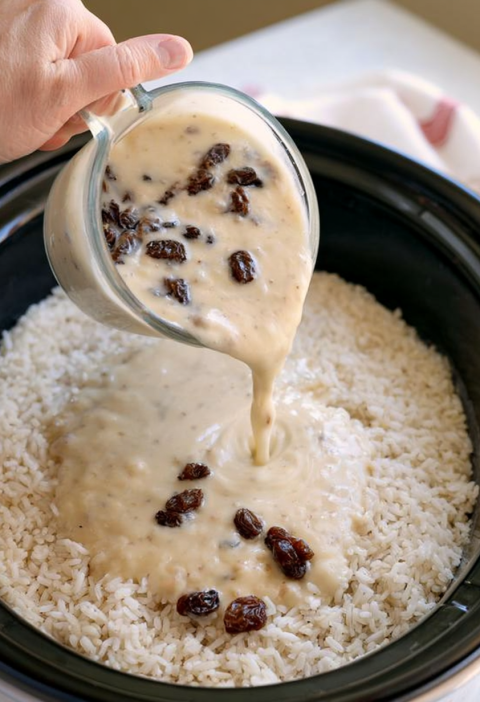 Slow Cooker Cinnamon Raisin Rice Pudding