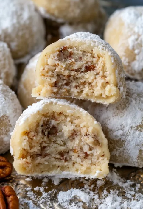 Buttery Pecan Snowball Cookies
