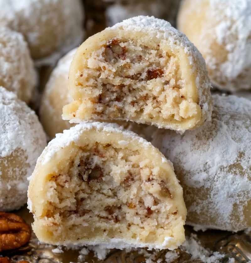 Buttery Pecan Snowball Cookies