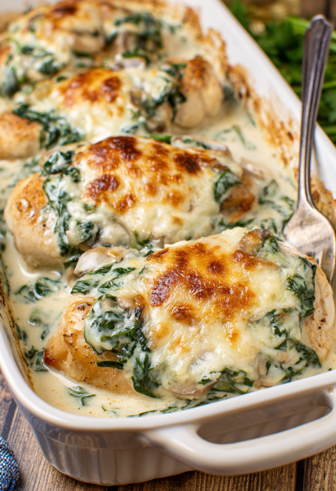 Oven Baked 3-Ingredient Chicken Florentine Casserole