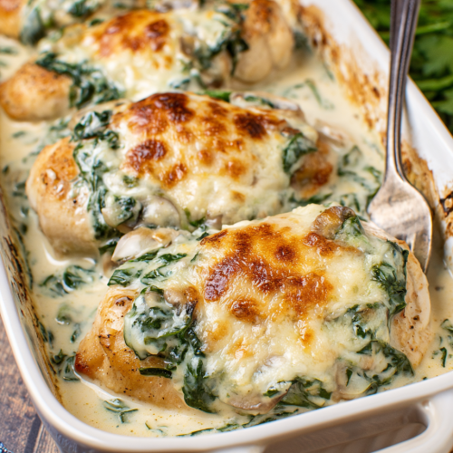 Oven Baked 3-Ingredient Chicken Florentine Casserole